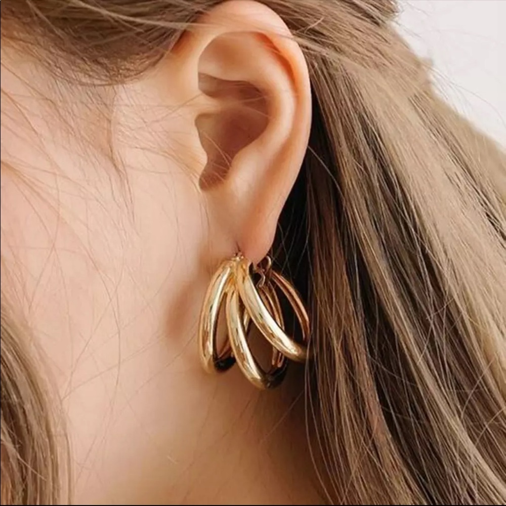 Gold Triple Hoop Earrings